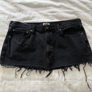 Agolde Black Distressed Denim Mini Skirt